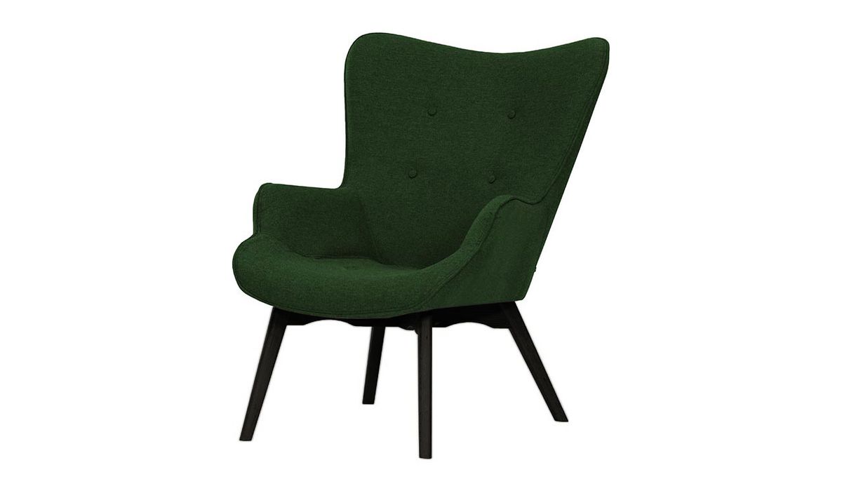 Fauteuil à oreilles Ducan Malmo, vert foncé - Malmo 37, Couleur des pieds: Noir