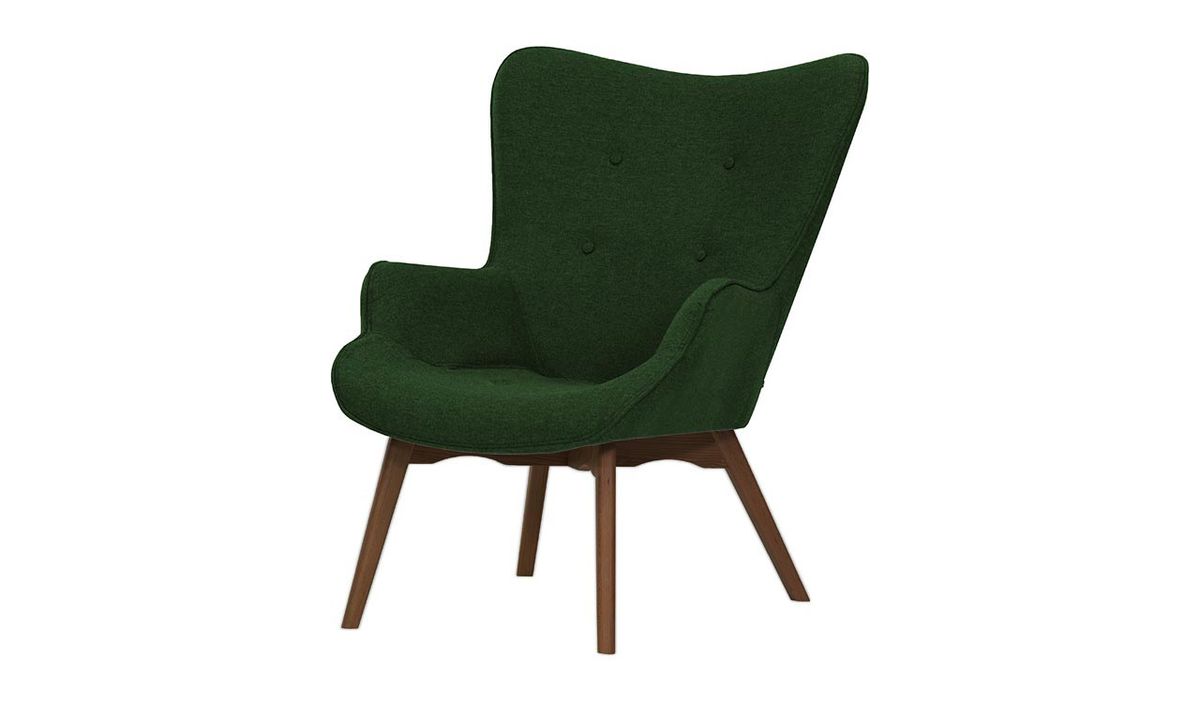 Fauteuil à oreilles Ducan Malmo, vert foncé - Malmo 37, Couleur des pieds: Chêne foncé