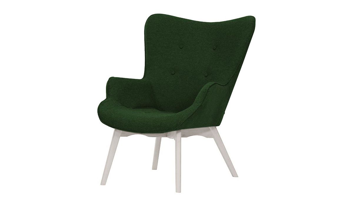 Fauteuil à oreilles Ducan Malmo, vert foncé - Malmo 37, Couleur des pieds: Blanc