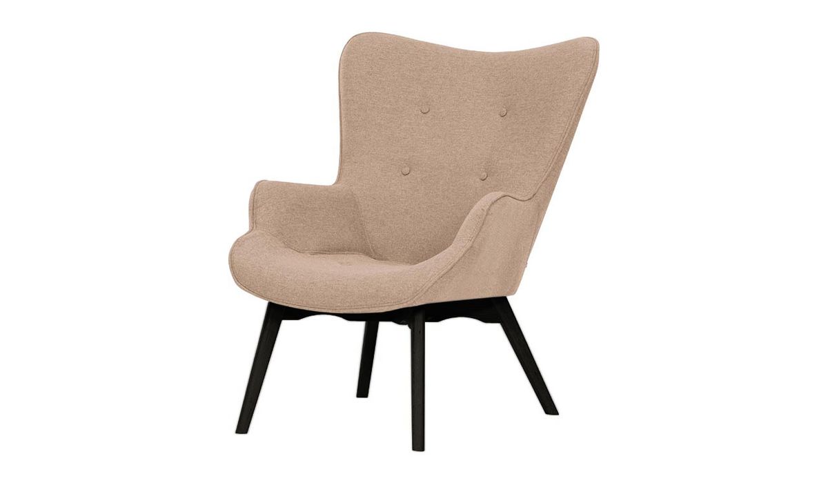 Fauteuil à oreilles Ducan Malmo, rose poudré - Malmo 61, Couleur des pieds: Noir