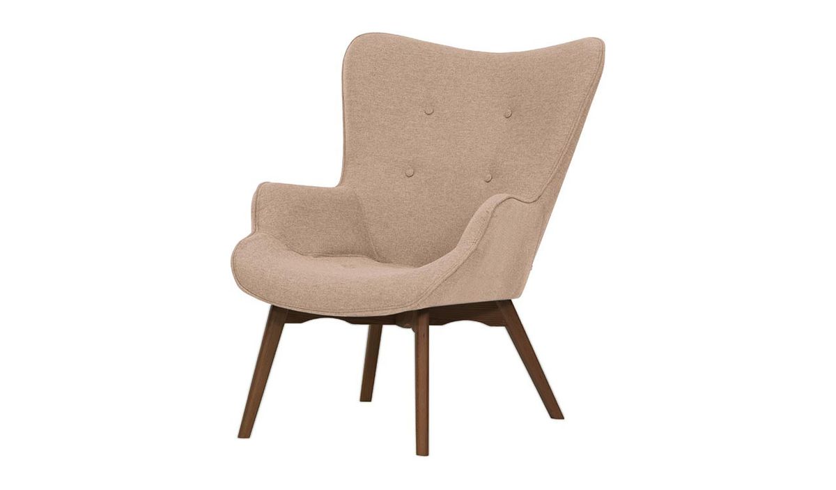 Fauteuil à oreilles Ducan Malmo, rose poudré - Malmo 61, Couleur des pieds: Chêne foncé