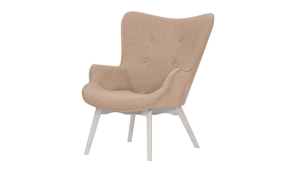Fauteuil à oreilles Ducan Malmo, rose poudré - Malmo 61, Couleur des pieds: Blanc