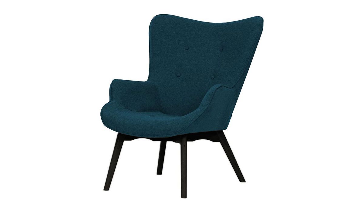 Fauteuil à oreilles Ducan Malmo, bleu foncé - Malmo 81, Couleur des pieds: Noir