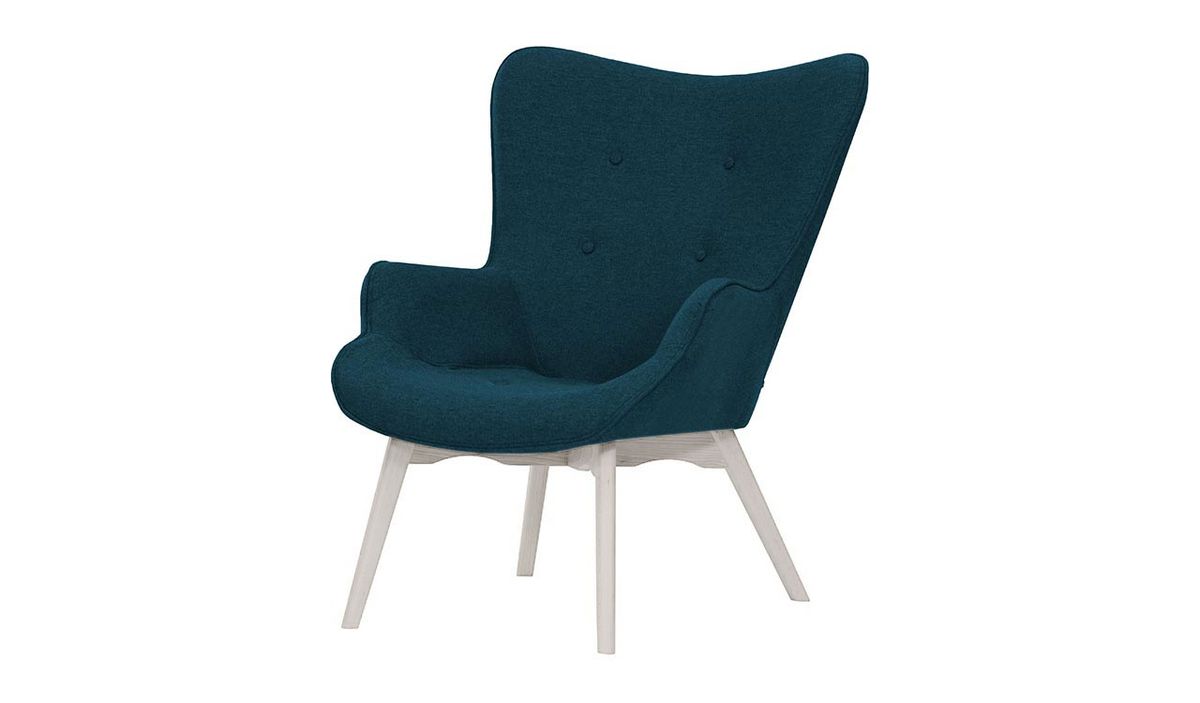 Fauteuil à oreilles Ducan Malmo, bleu foncé - Malmo 81, Couleur des pieds: Blanc