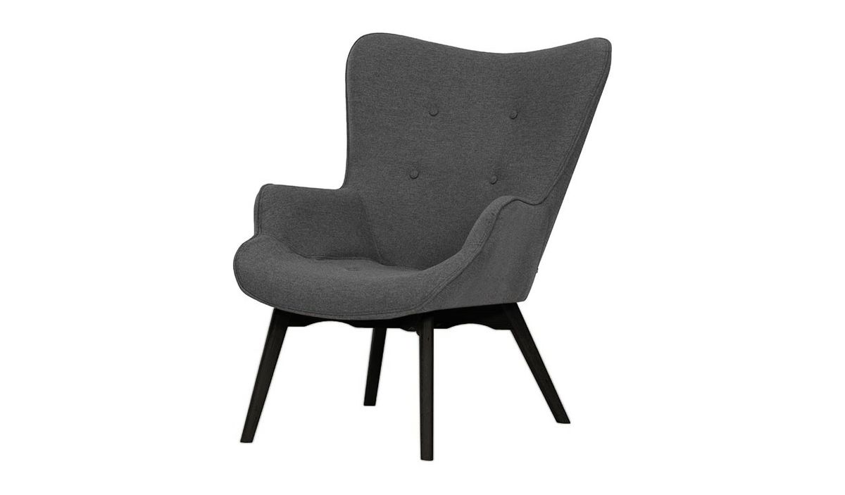 Fauteuil à oreilles Ducan Malmo, gris foncé - Malmo 95, Couleur des pieds: Noir