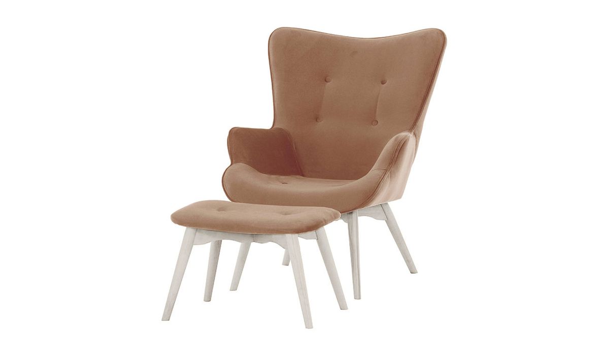 Fauteuil à oreilles avec repose-pied Ducan Velvet