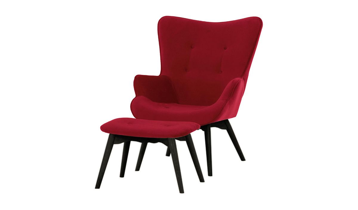 Fauteuil à oreilles avec repose-pied Ducan Velvet