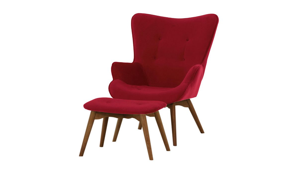 Fauteuil à oreilles avec repose-pied Ducan Velvet — vue 3