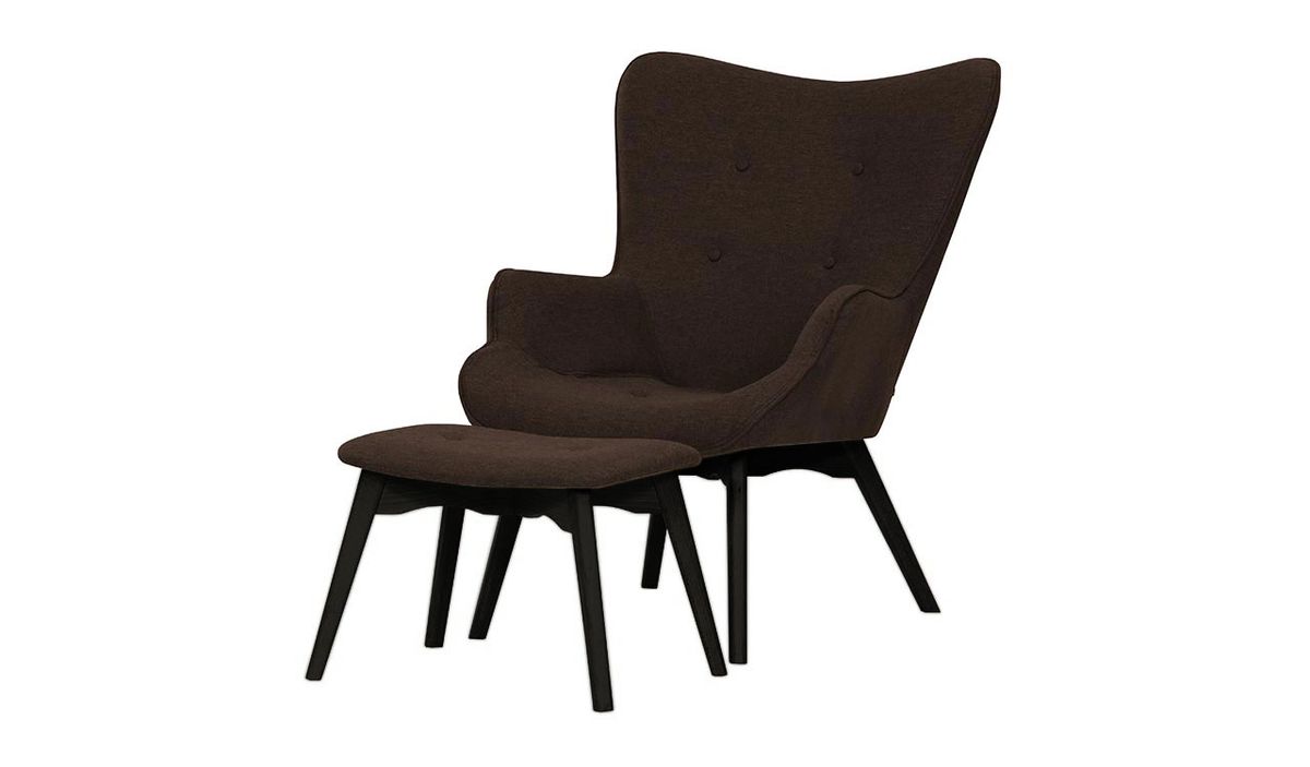 Fauteuil à oreilles avec repose-pied Ducan Malmo, Malmo 90, Couleur des pieds: Chêne foncé — vue 7