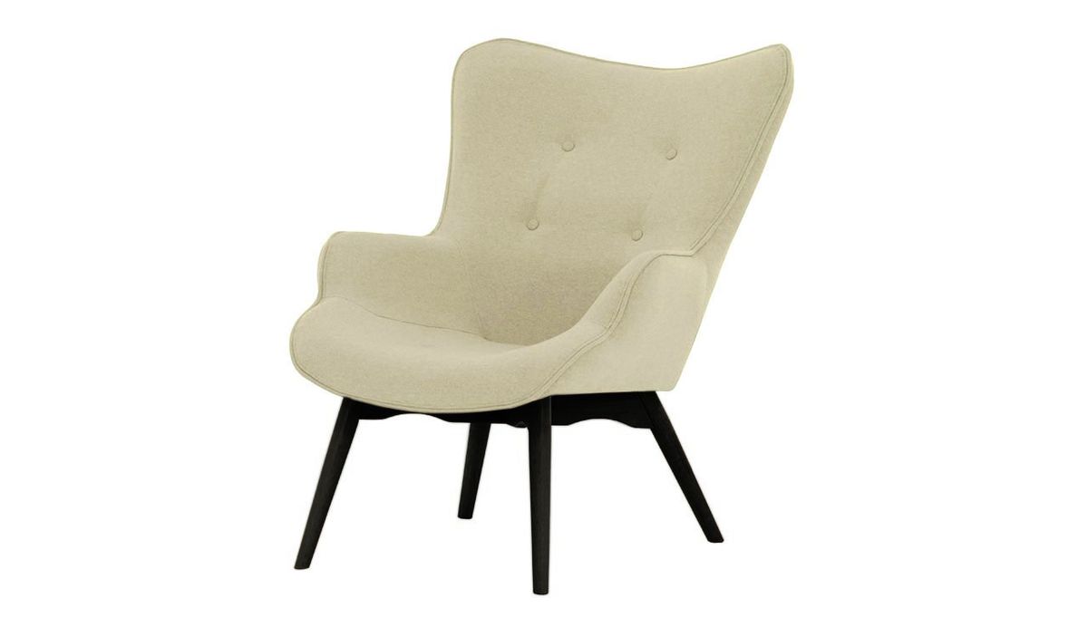 Fauteuil à oreilles Ducan Ontario, crème - Baku 15, Couleur des pieds: Noir