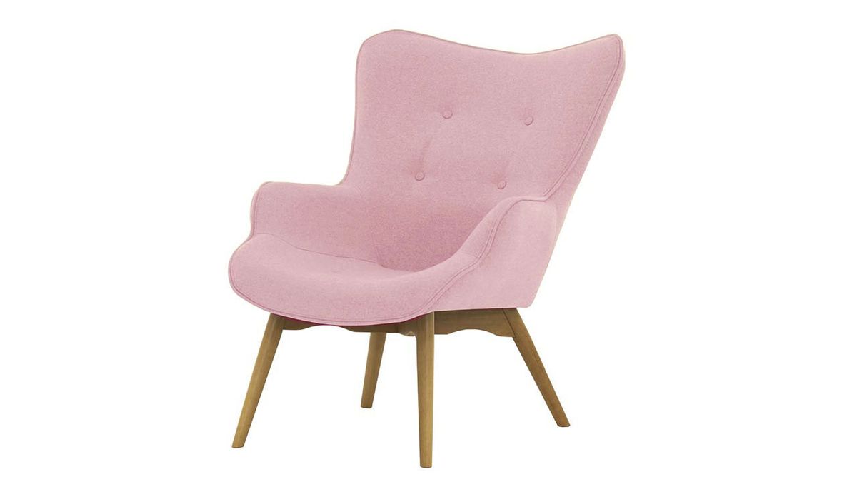 Fauteuil à oreilles Ducan Ontario, Violet - Baku 16, Couleur des pieds: Chêne clair