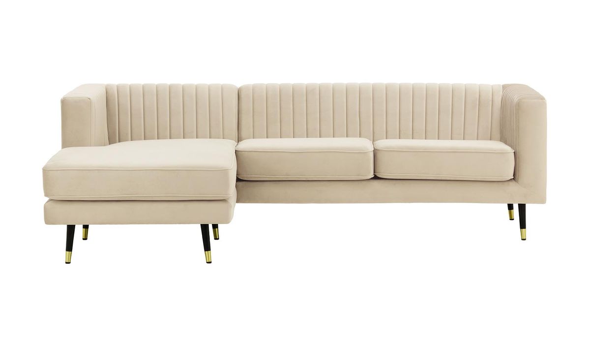 Grand canapé d’angle gauche Slender, beige clair - Velluto 2