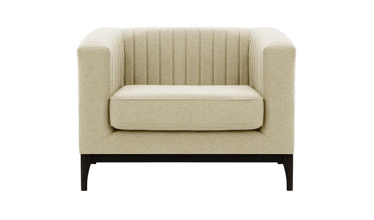 Fauteuil Slender Wood, crème - Baku 15, Couleur des pieds: Noir
