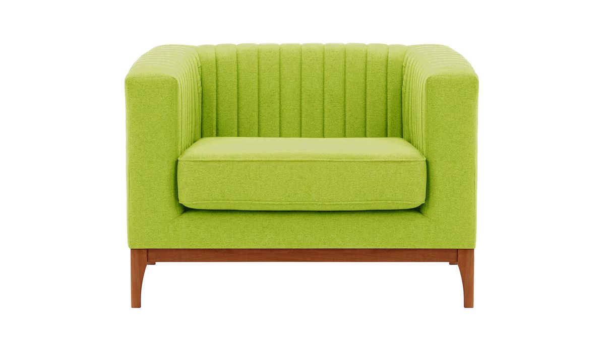 Fauteuil Slender Wood, vert citron - Baku 7, Couleur des pieds: aveo