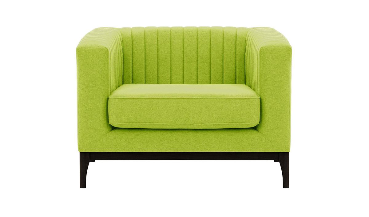 Fauteuil Slender Wood, vert citron - Baku 7, Couleur des pieds: Noir