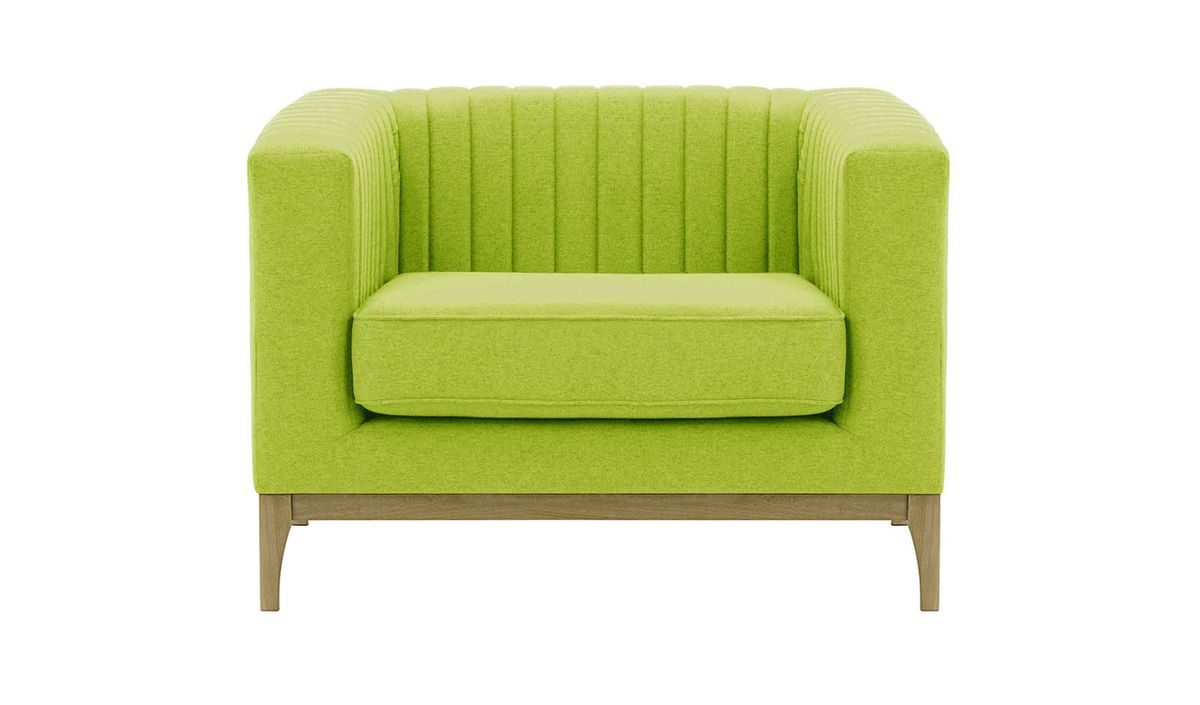 Fauteuil Slender Wood, vert citron - Baku 7, Couleur des pieds: Noir wax