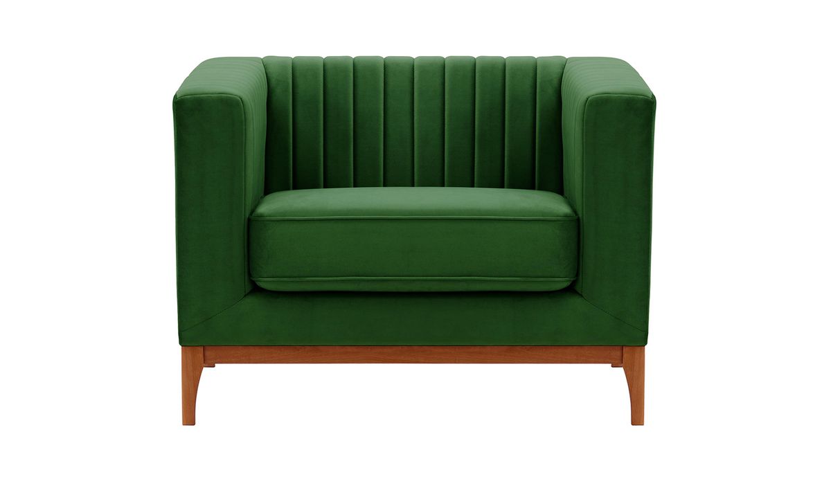 Fauteuil Slender Wood, vert foncé - Velluto 10, Couleur des pieds: aveo