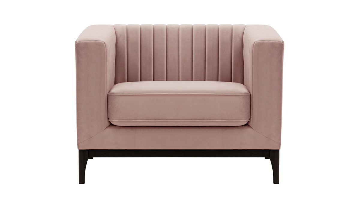 Fauteuil Slender Wood, lila/rose - Velluto 14, Couleur des pieds: Noir