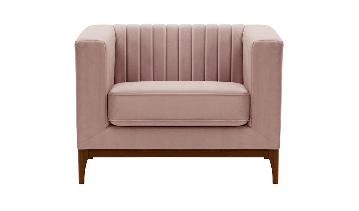Fauteuil Slender Wood, lila/rose - Velluto 14, Couleur des pieds: Chêne foncé