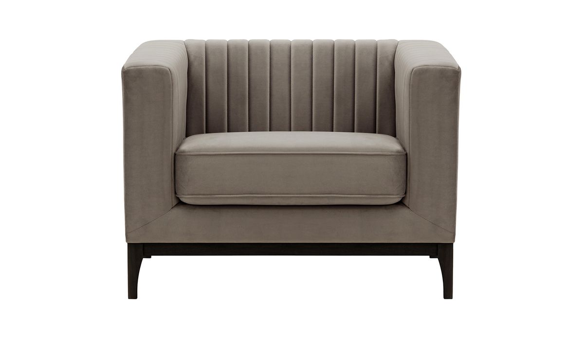 Fauteuil Slender Wood, gris éléphant - Velluto 17, Couleur des pieds: Noir