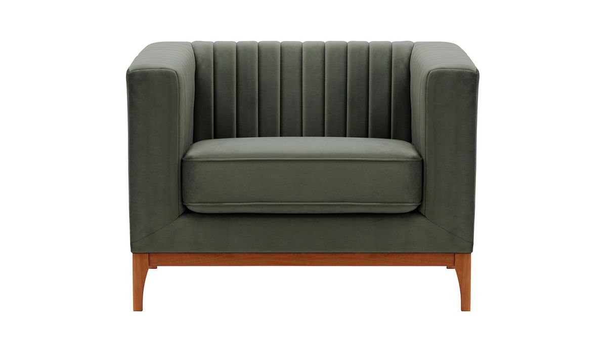 Fauteuil Slender Wood, graphite - Velluto 19, Couleur des pieds: aveo