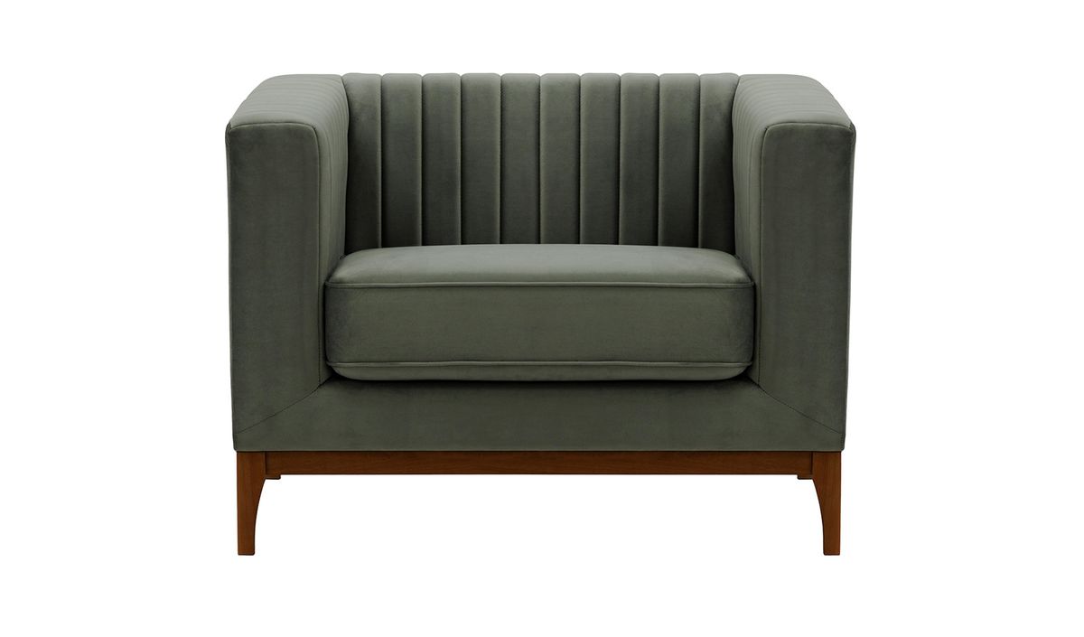 Fauteuil Slender Wood, graphite - Velluto 19, Couleur des pieds: Chêne foncé