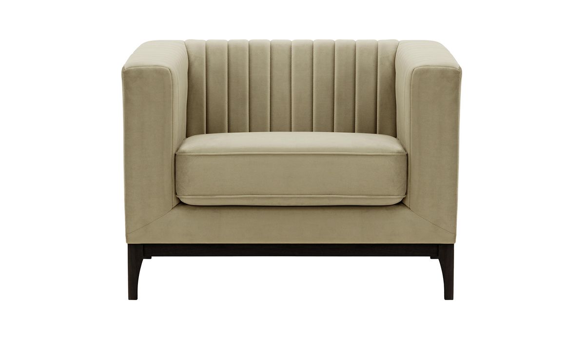 Fauteuil Slender Wood, beige - Velluto 3, Couleur des pieds: Noir