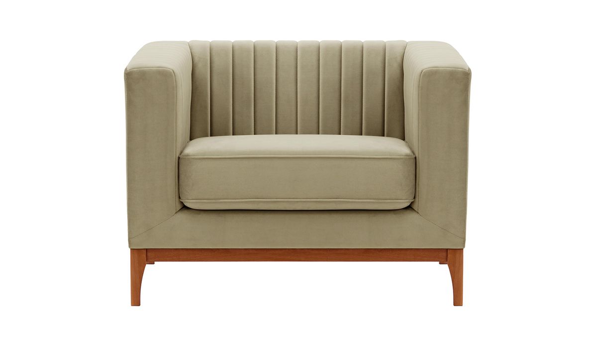 Fauteuil Slender Wood, beige - Velluto 3, Couleur des pieds: aveo