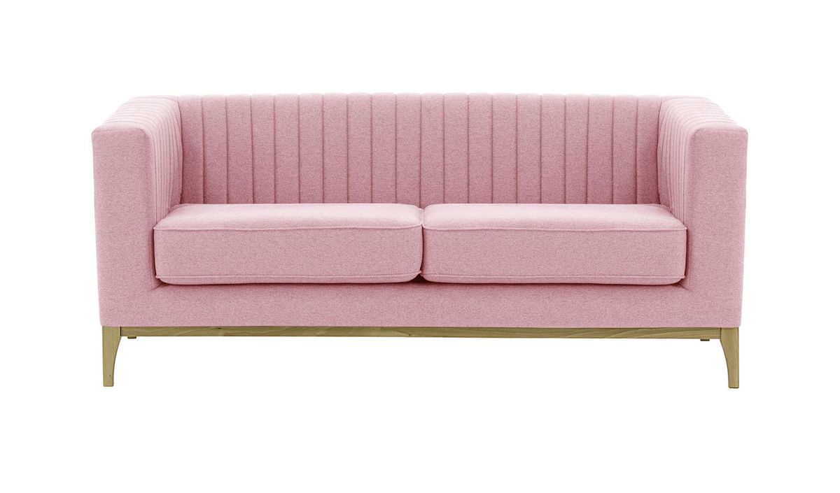 Canapé deux places Slender Wood, Violet - Baku 16, Couleur des pieds: Noir wax