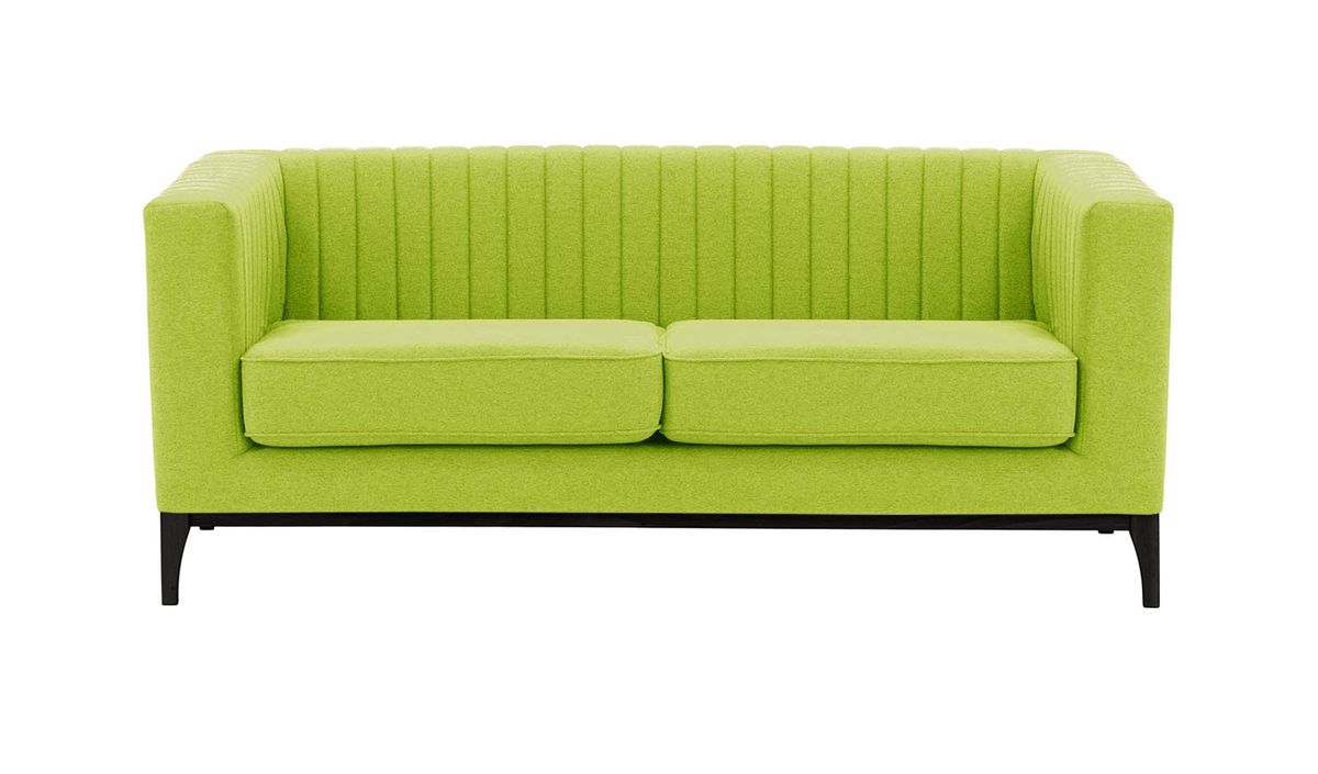 Canapé deux places Slender Wood, vert citron - Baku 7, Couleur des pieds: Noir