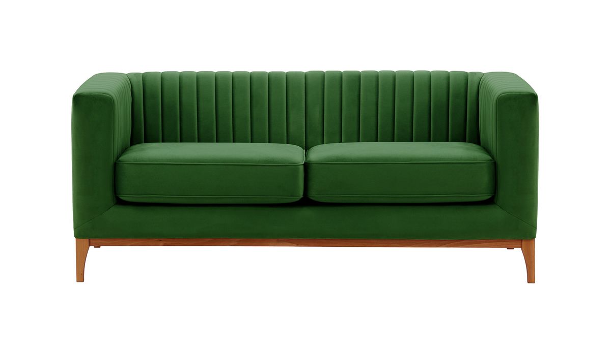 Canapé deux places Slender Wood, vert foncé - Velluto 10, Couleur des pieds: aveo