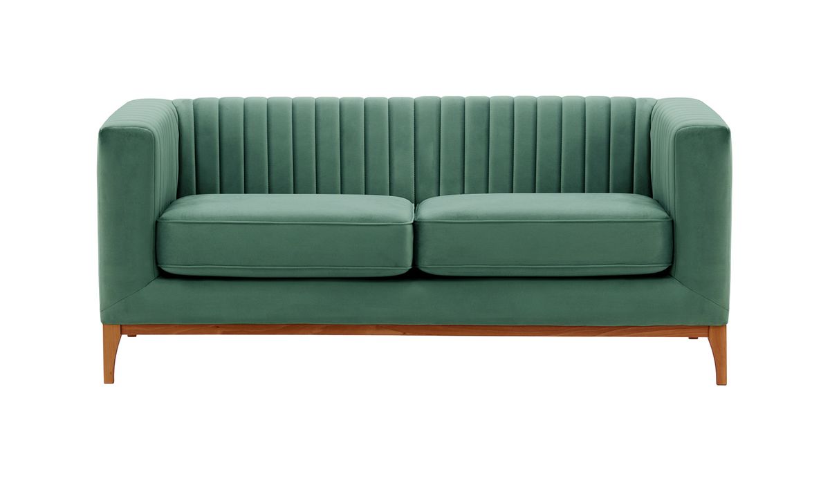 Canapé deux places Slender Wood, bleu - Velluto 12, Couleur des pieds: aveo