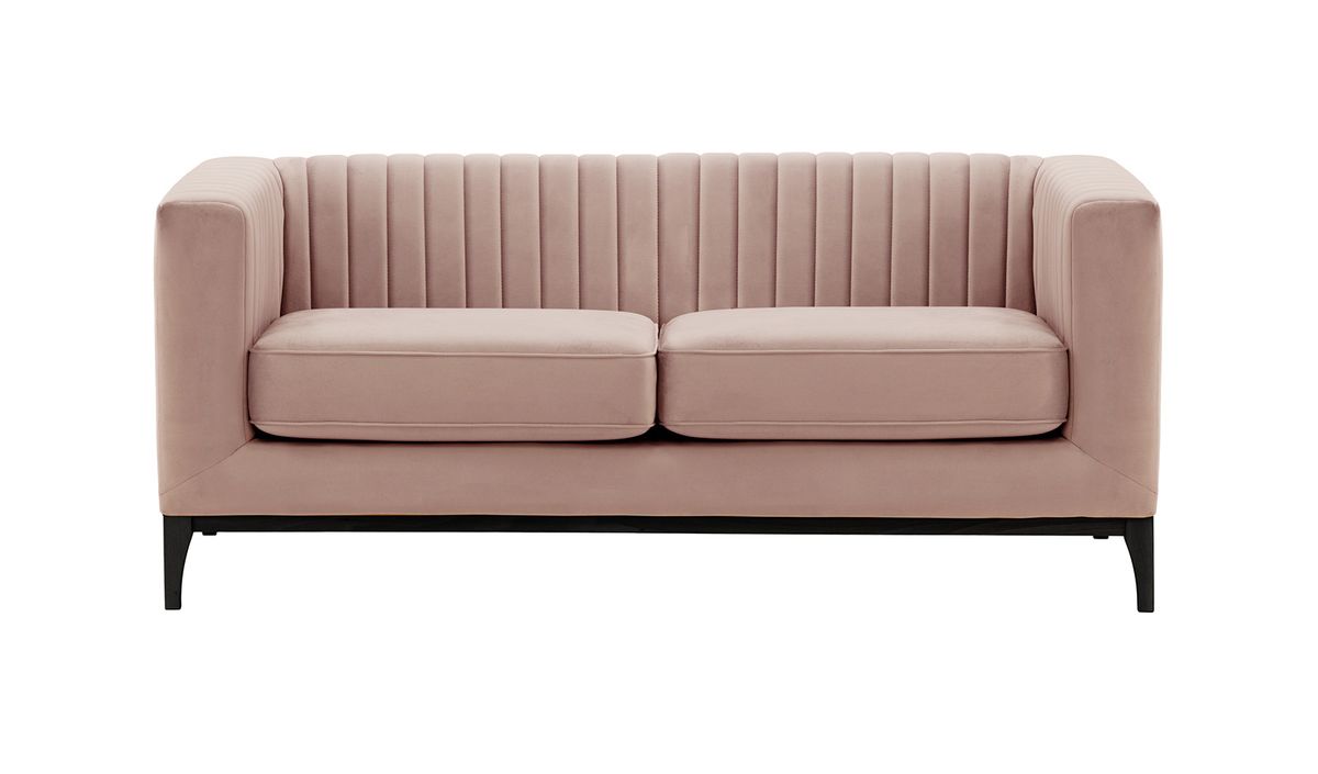 Canapé deux places Slender Wood, lila/rose - Velluto 14, Couleur des pieds: Noir