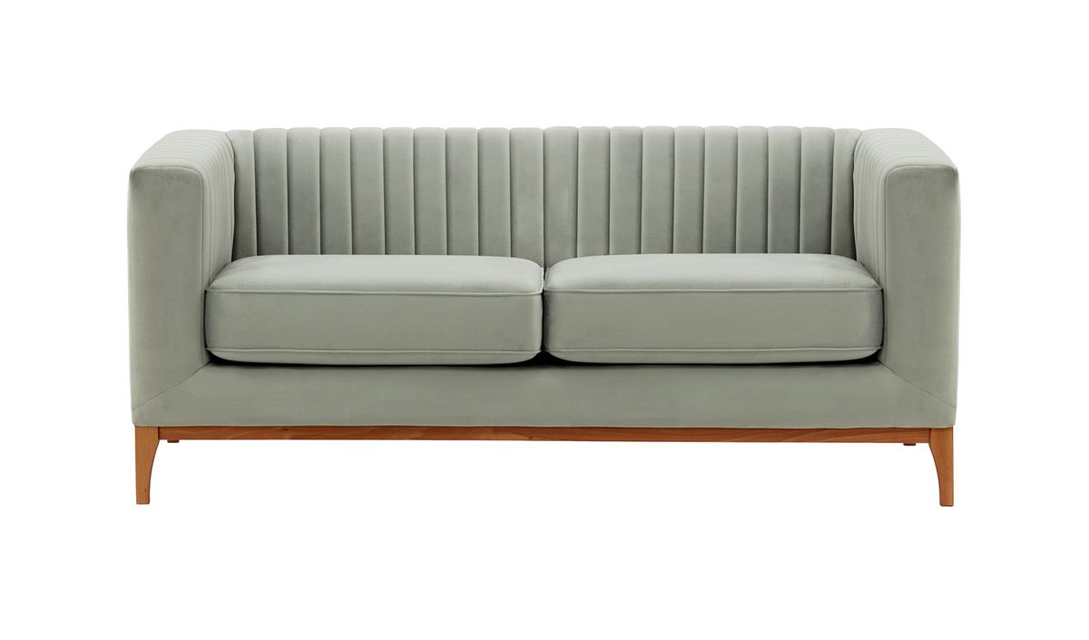 Canapé deux places Slender Wood, gris clair - Velluto 15, Couleur des pieds: aveo