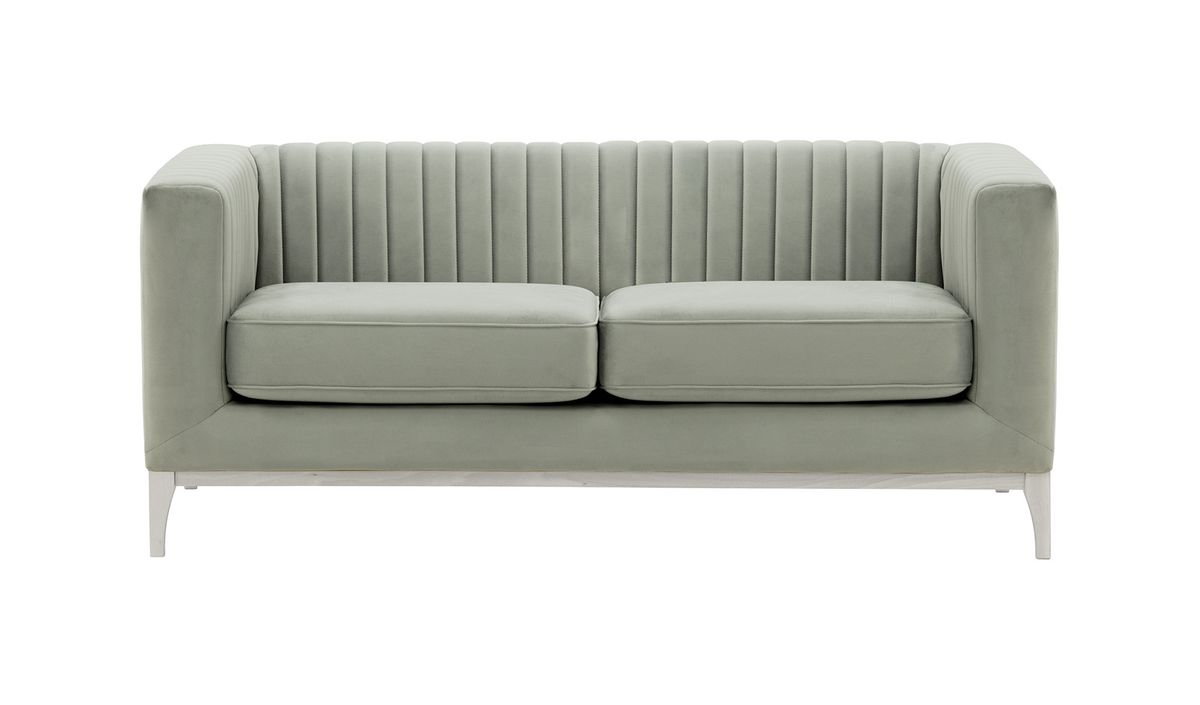 Canapé deux places Slender Wood, gris clair - Velluto 15, Couleur des pieds: Blanc