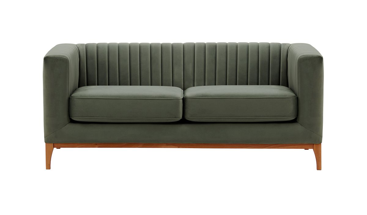 Canapé deux places Slender Wood, graphite - Velluto 19, Couleur des pieds: aveo
