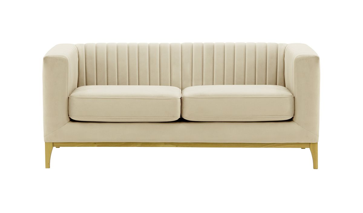 Canapé deux places Slender Wood, beige clair - Velluto 2, Couleur des pieds: Chêne clair