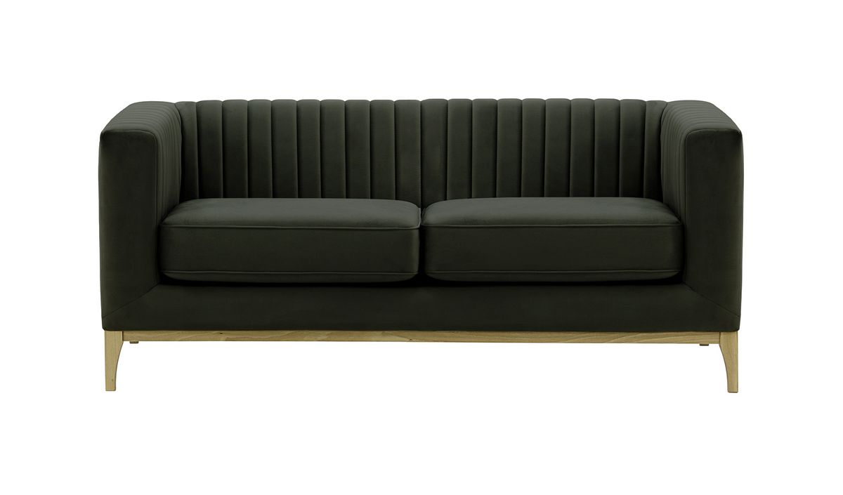 Canapé deux places Slender Wood, noir - Velluto 20, Couleur des pieds: Noir wax