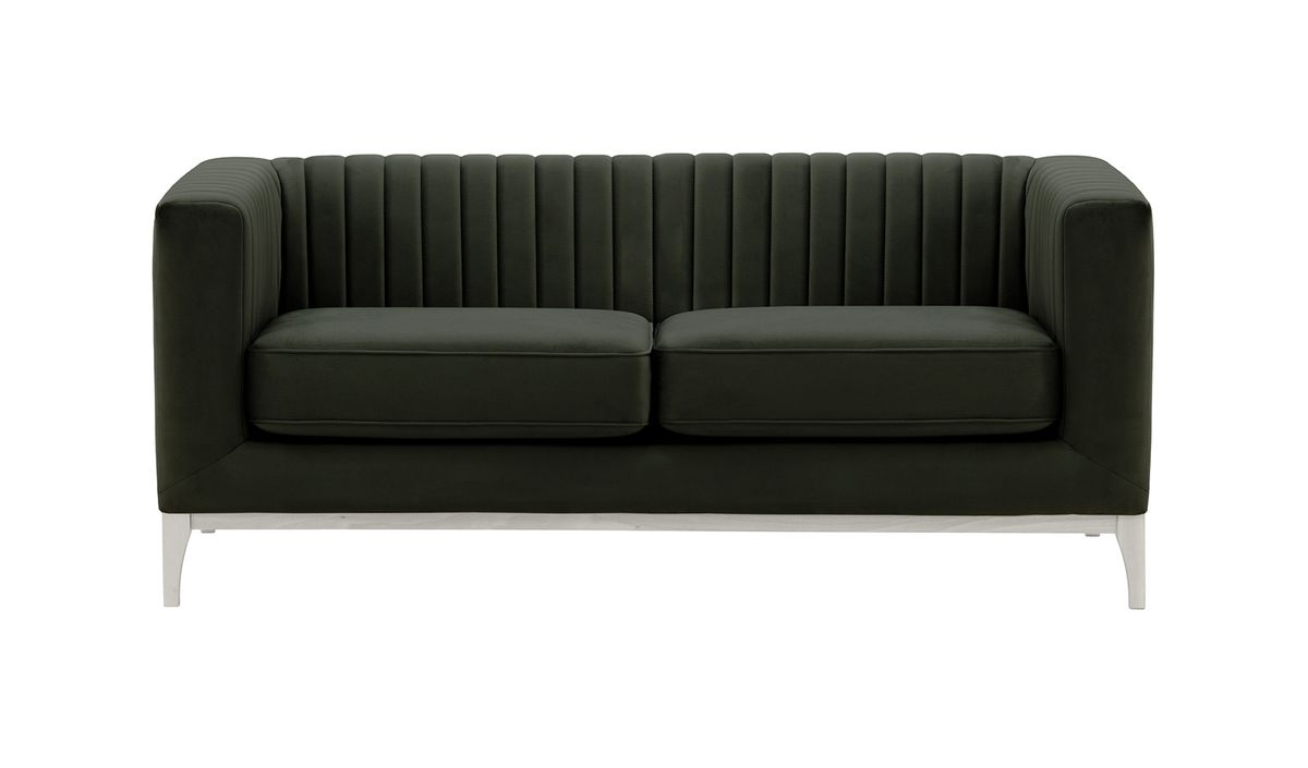 Canapé deux places Slender Wood, noir - Velluto 20, Couleur des pieds: Blanc