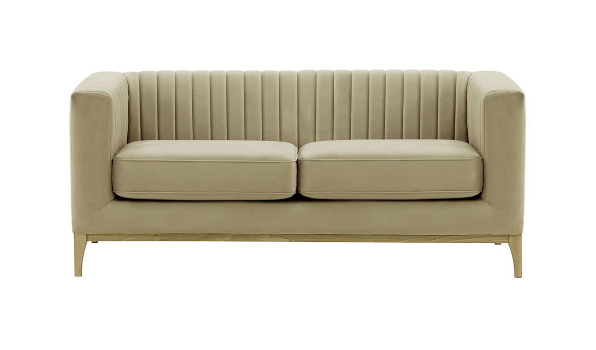 Canapé deux places Slender Wood, beige - Velluto 3, Couleur des pieds: Noir wax