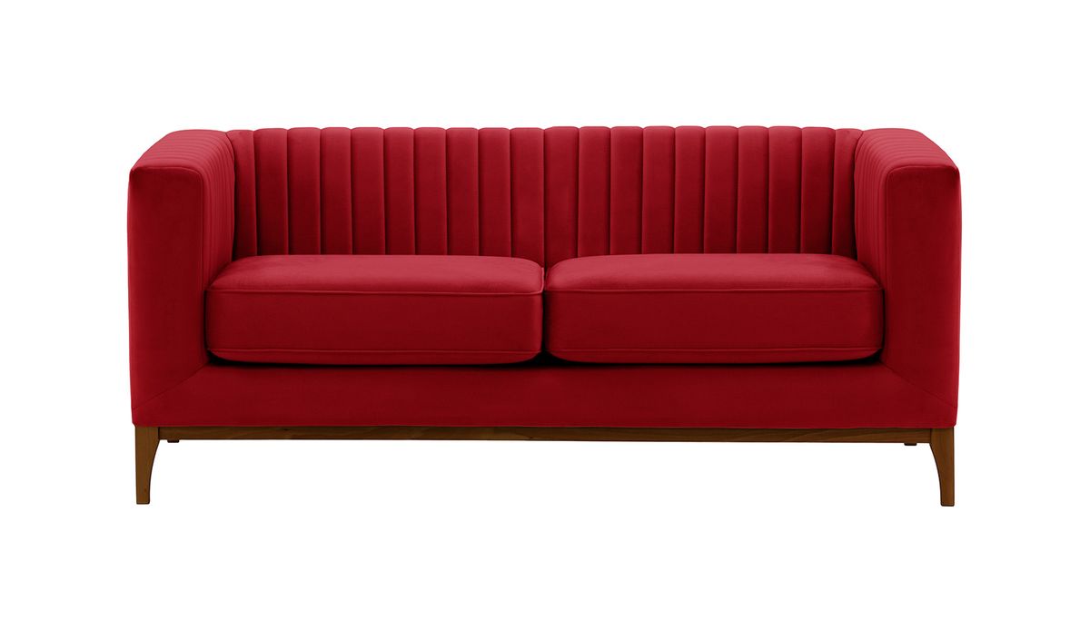 Canapé deux places Slender Wood, rouge - Velluto 7, Couleur des pieds: Chêne foncé