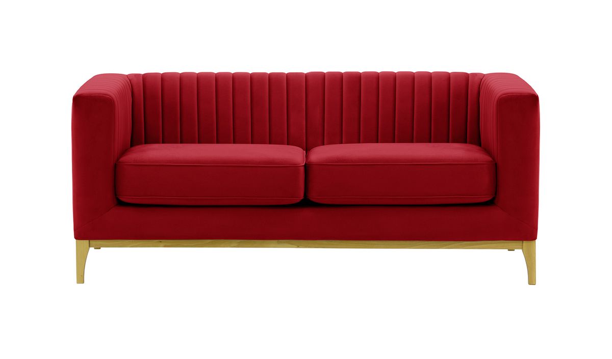 Canapé deux places Slender Wood, rouge - Velluto 7, Couleur des pieds: Chêne clair