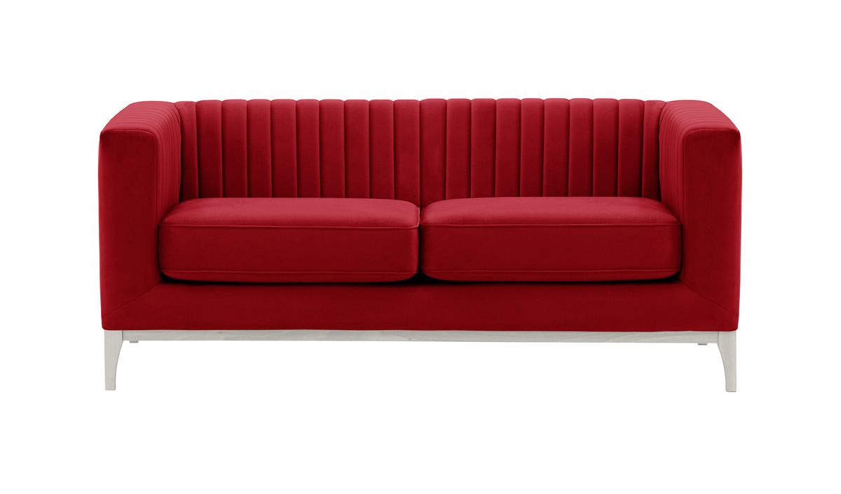 Canapé deux places Slender Wood, rouge - Velluto 7, Couleur des pieds: Blanc