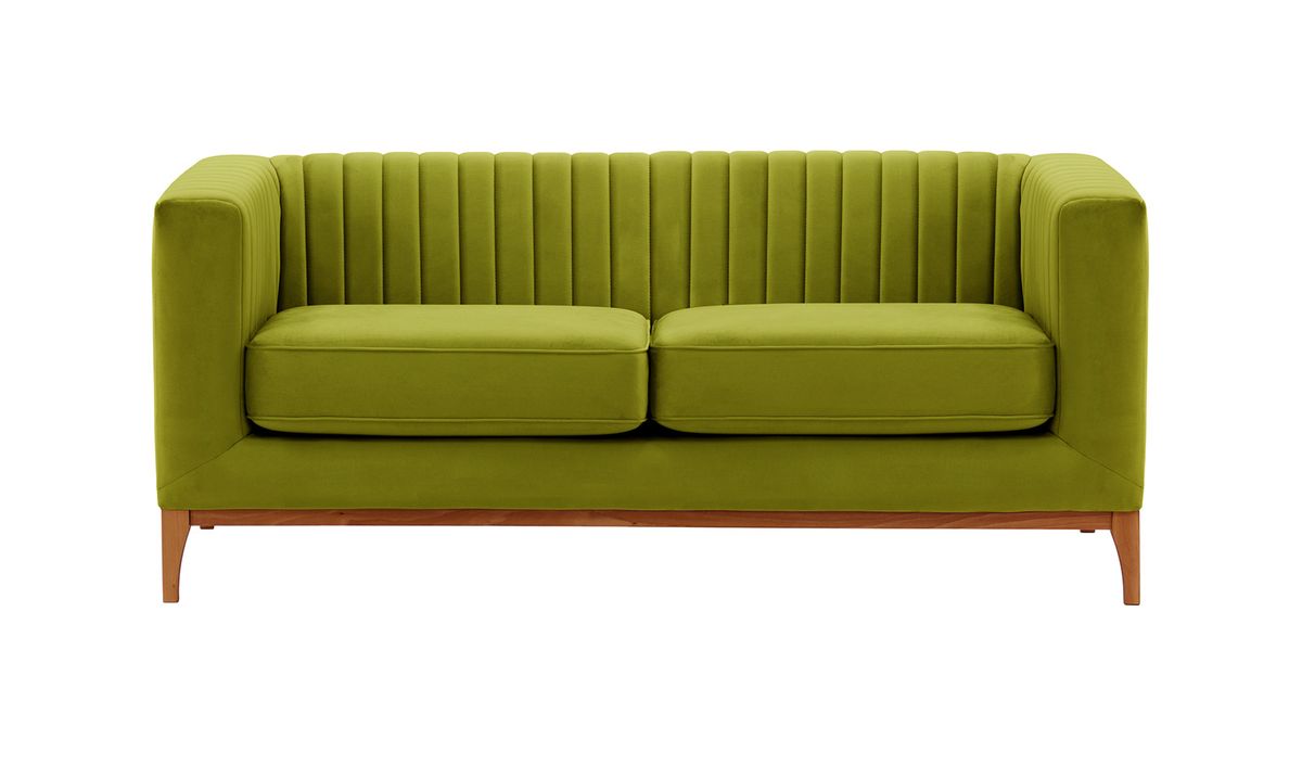 Canapé deux places Slender Wood, olive - Velluto 9, Couleur des pieds: aveo