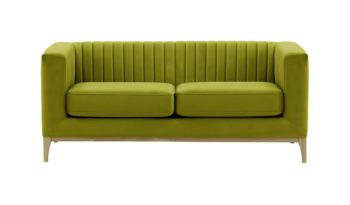 Canapé deux places Slender Wood, olive - Velluto 9, Couleur des pieds: Noir wax