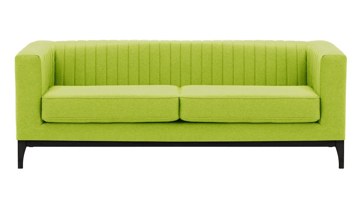 Canapé trois places Slender Wood, vert citron - Baku 7, Couleur des pieds: Noir