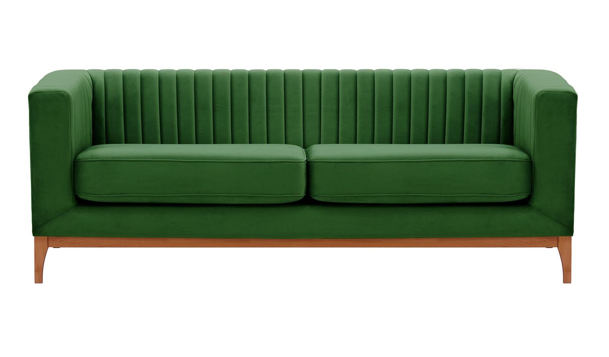 Canapé trois places Slender Wood, vert foncé - Velluto 10, Couleur des pieds: aveo