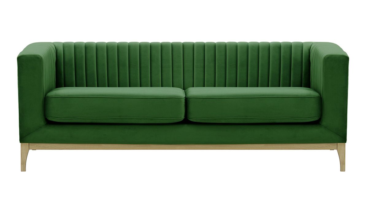 Canapé trois places Slender Wood, vert foncé - Velluto 10, Couleur des pieds: Noir wax