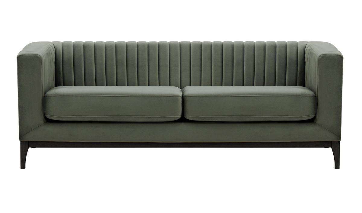 Canapé trois places Slender Wood, graphite - Velluto 19, Couleur des pieds: Noir