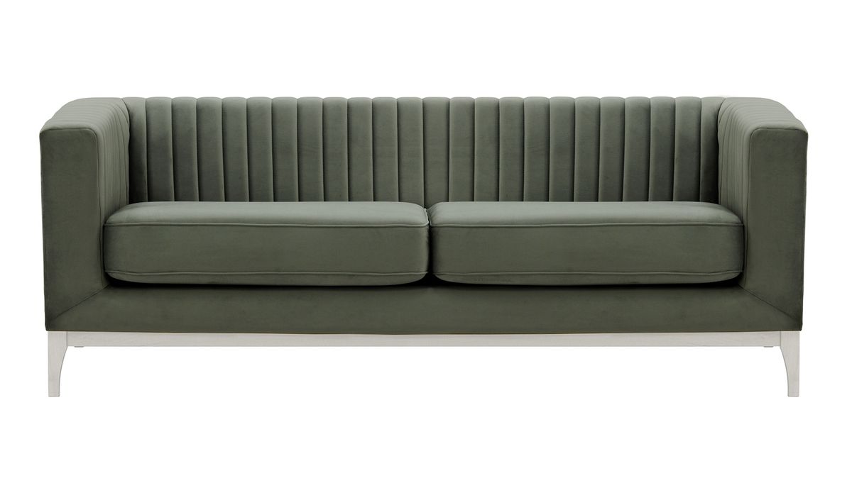 Canapé trois places Slender Wood, graphite - Velluto 19, Couleur des pieds: Blanc